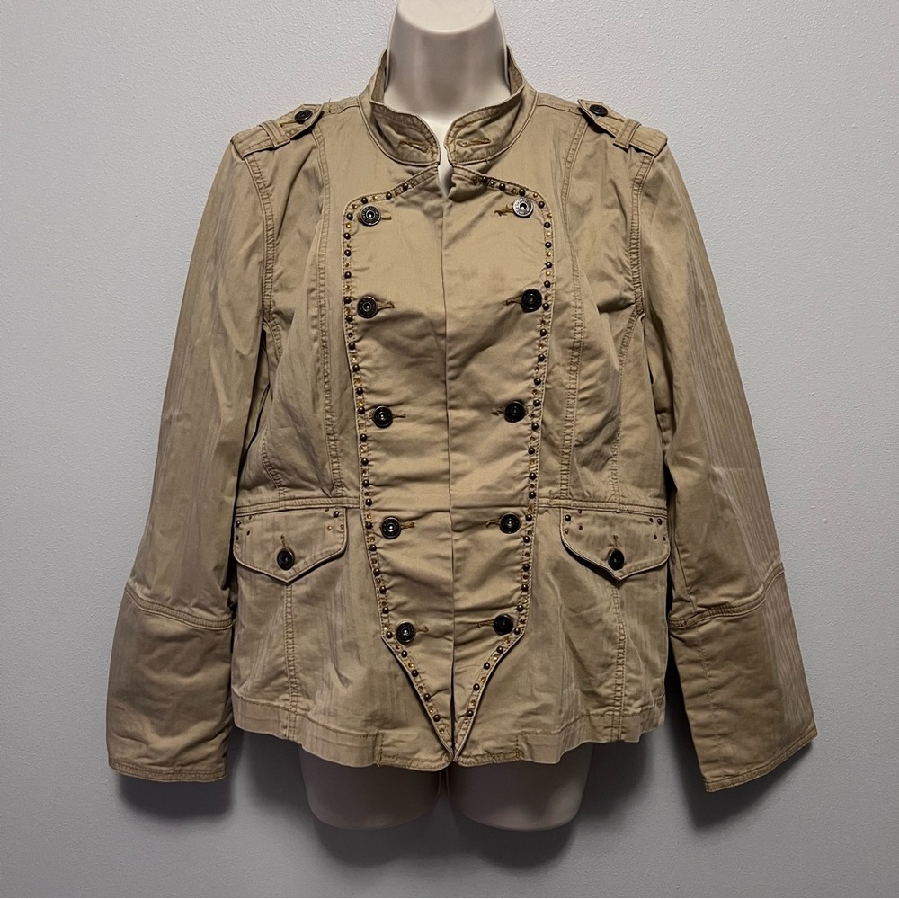 L.A. Blues Vtg Khaki Military-Style Button Front Utility Jacket Size L